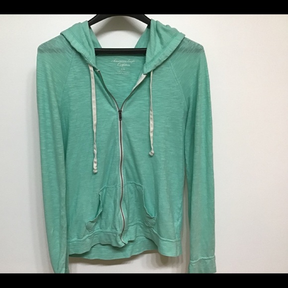 American Eagle Outfitters Tops - American Eagle Mint Green Lightweight Hoodie L